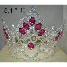 Full Round Pink Stone Pageant Crown